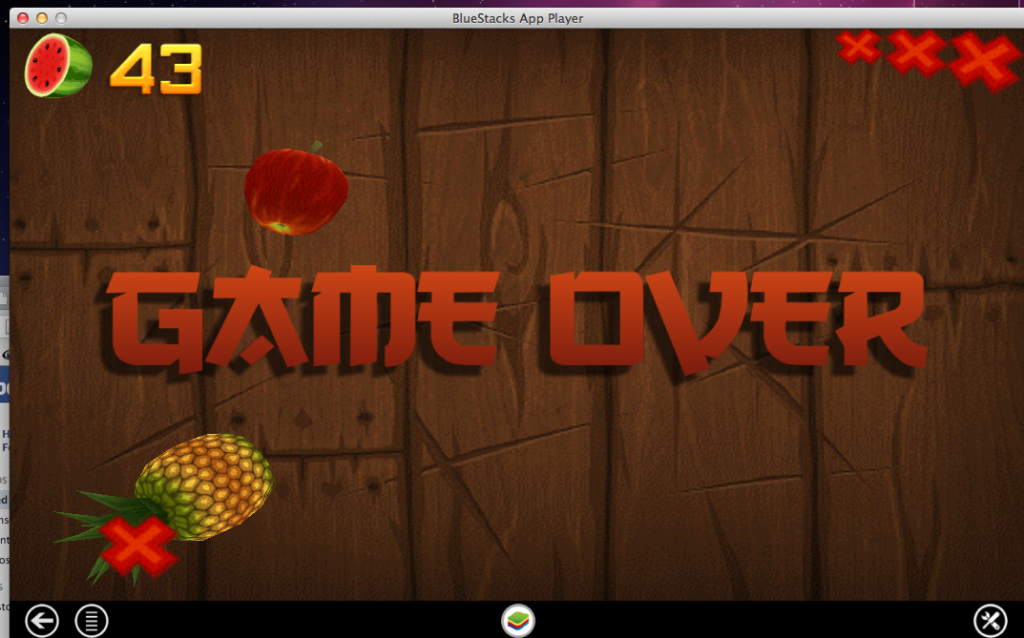 Jogando "Fruit Ninja"