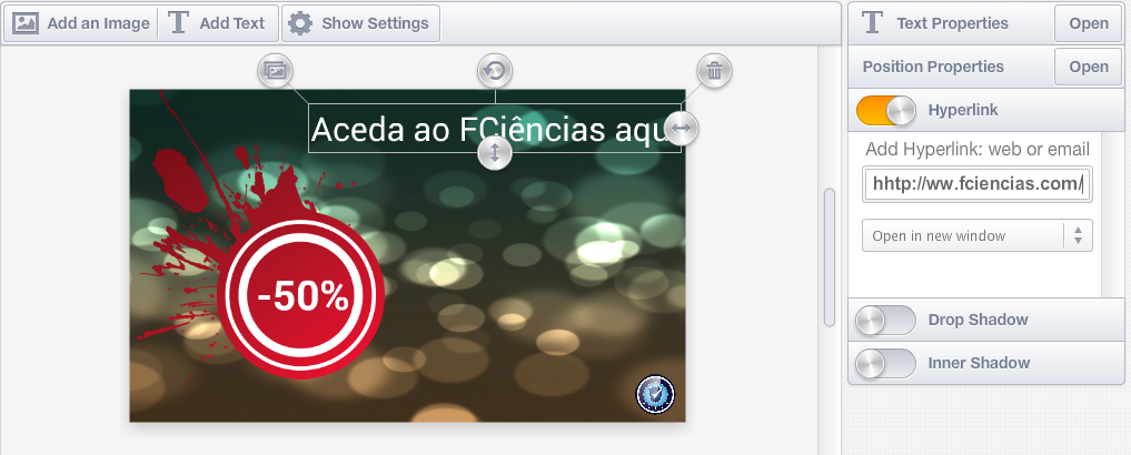 HTML5 MAKER Editor – Adicionar hiperligações
