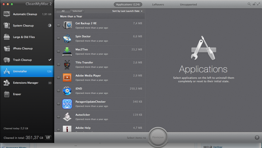 CleanMyMac 2  Uninstaller
