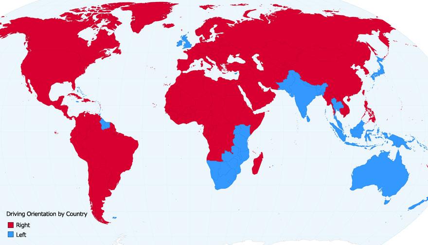 Orientação da condução no Mundo