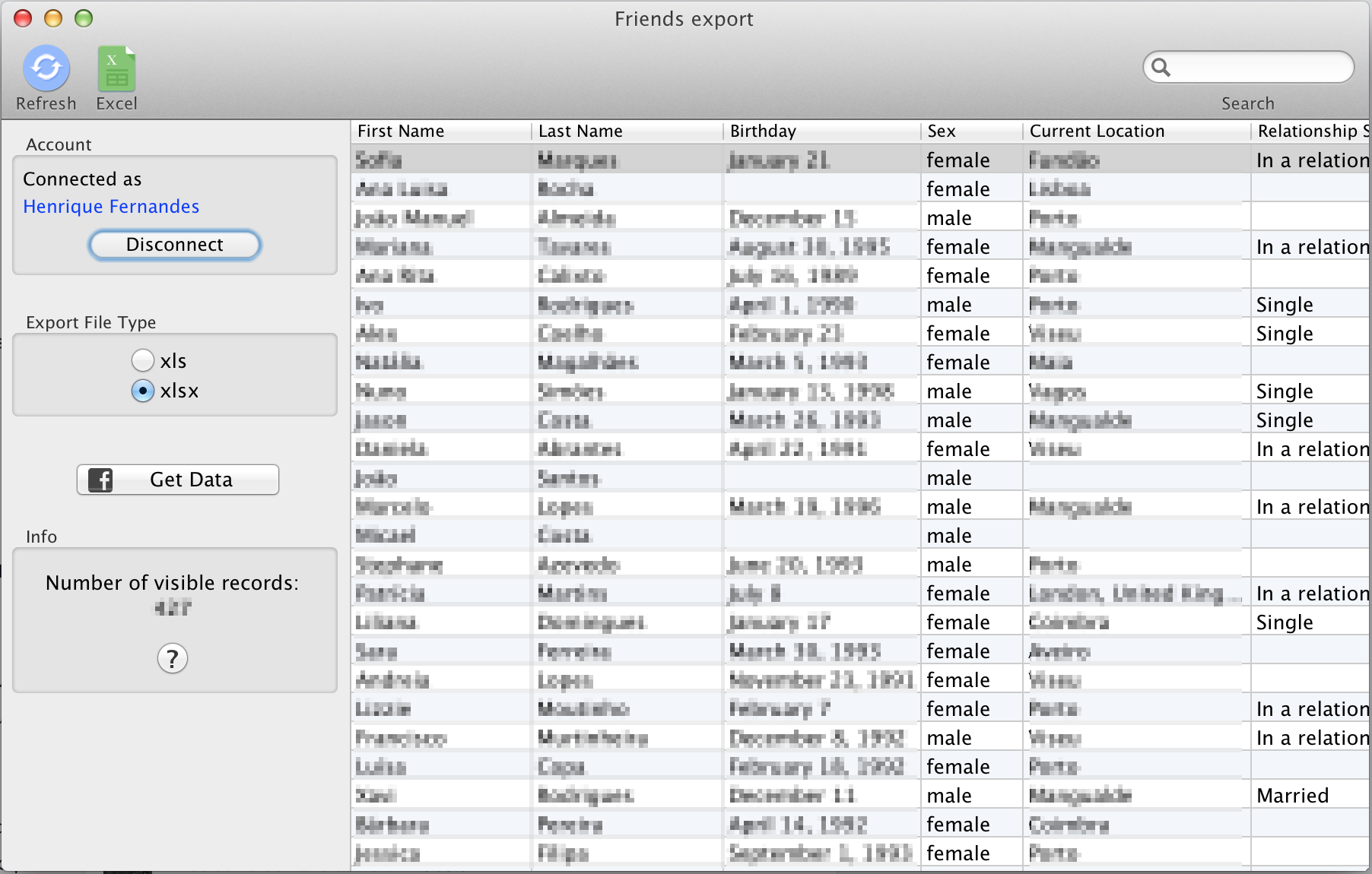Friends export Lista