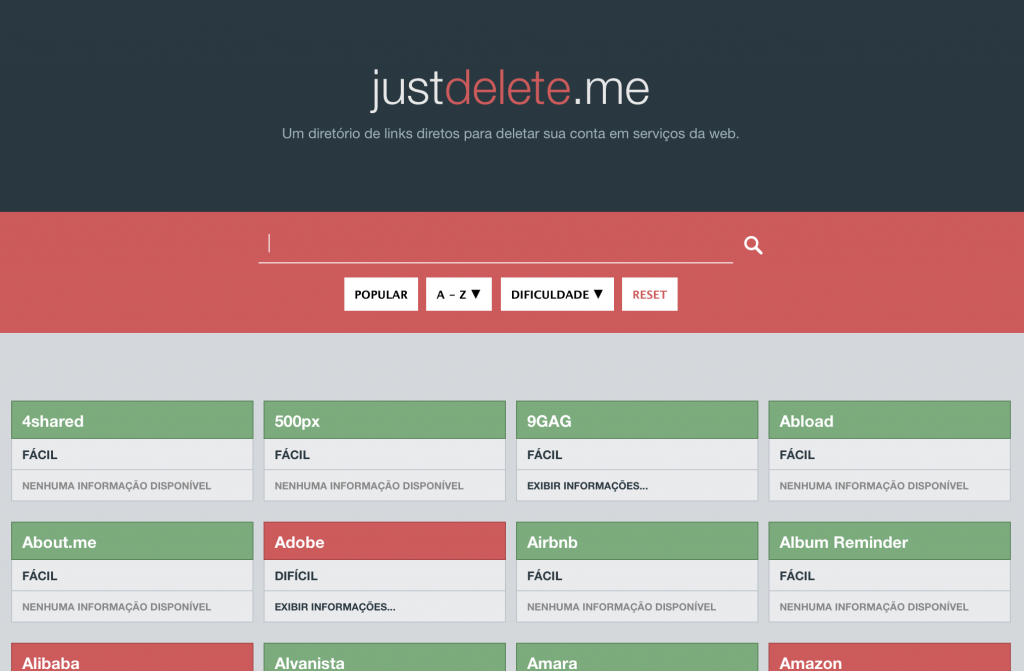 Just Delete Me Serviços