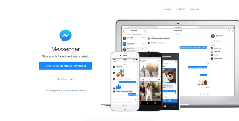 Facebook Messenger no browser