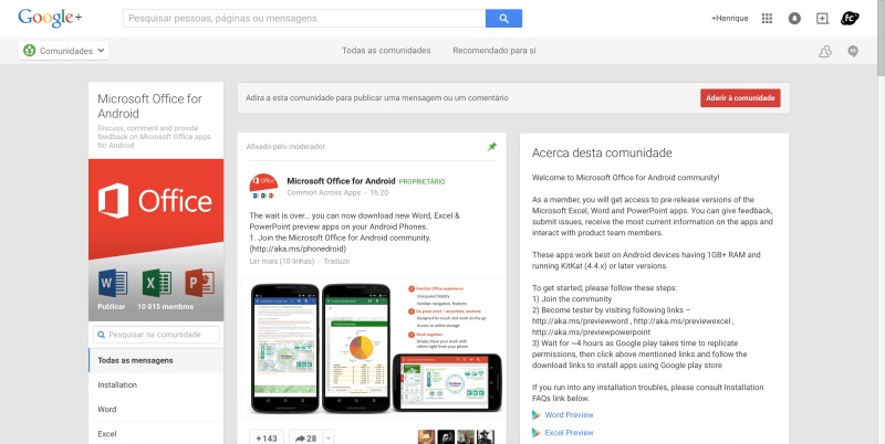 Comunidade Office Android