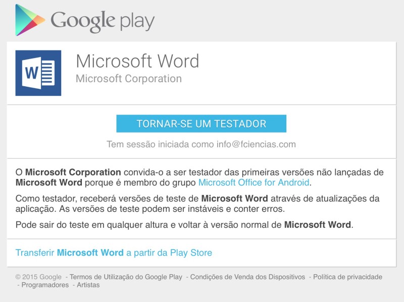 Word Android Preview