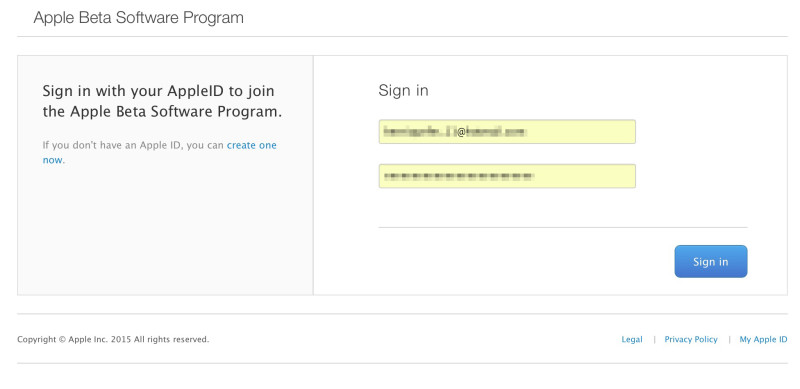OS X El capitan e iOS 9 beta Login